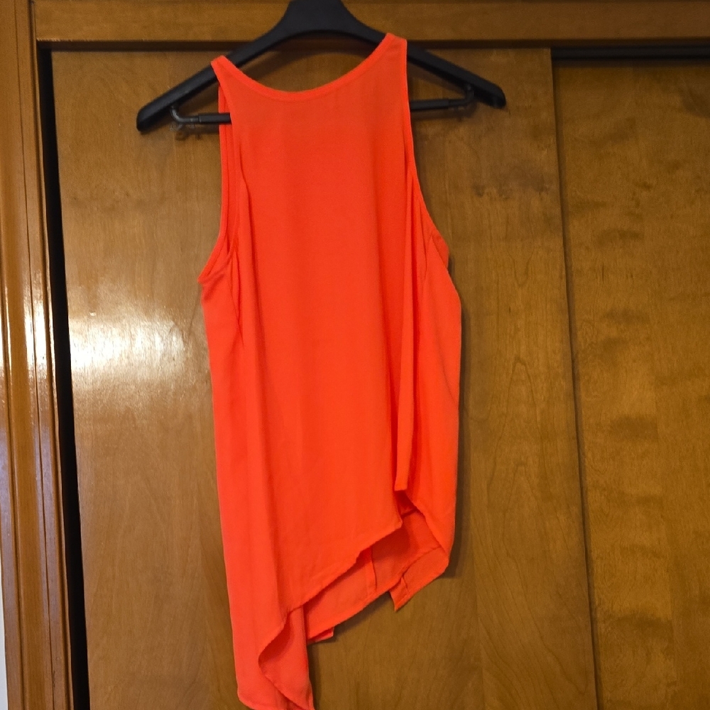 Express Coral Orange Asymmetric Tank Top